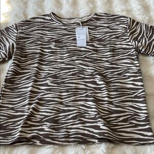 Brown and White Zebra Print T-Shirt